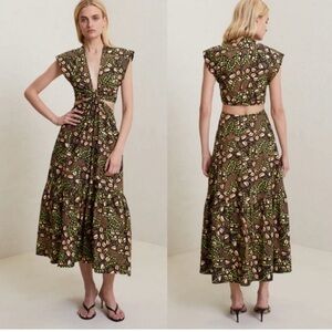 A.L.C. Alexandria Print Cutout Midi Dress